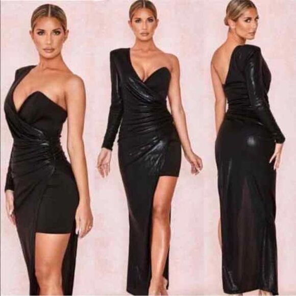 HOUSE OF CB Asymmetrical Vona Silky Draped Maxi Gown XS - Picture 5 of 11